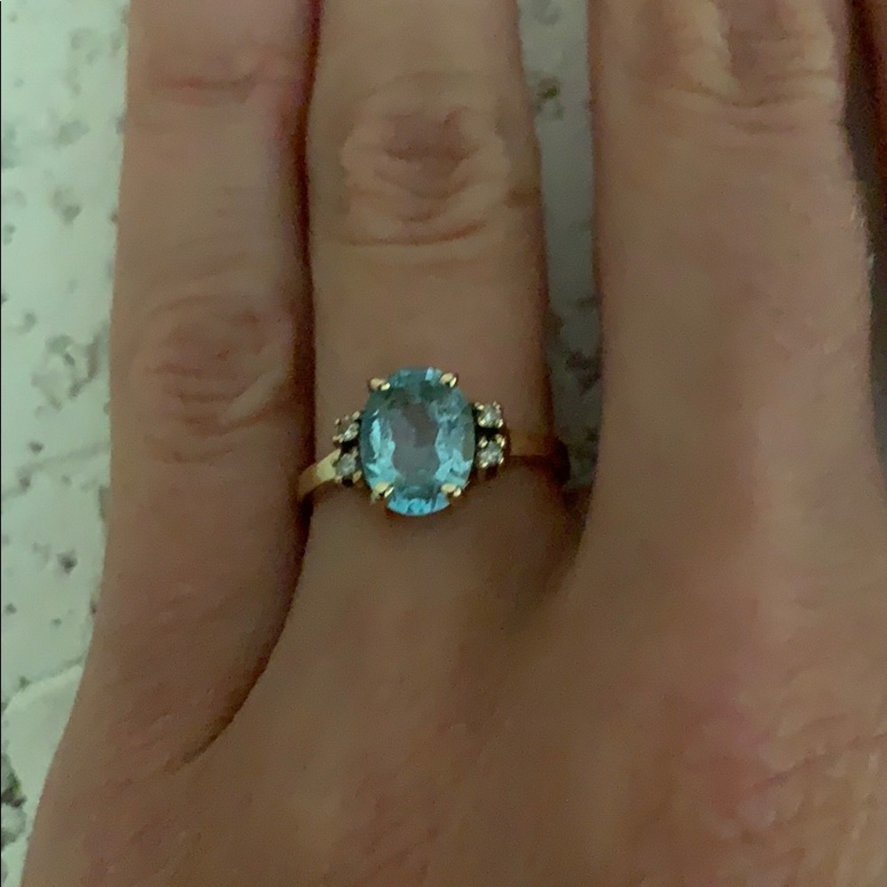 Blue Topaz & Diamond Ring